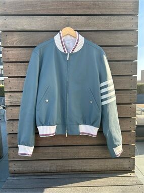 Thom Browne 4-bar Leather Varsity Bomber Jacket Size 0 [SAMPLE]